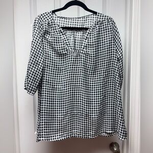 Black & White Gingham Check Blouse – Fits Like Large/XL